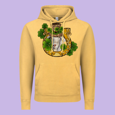 St Patricks Day Goat Horseshoe Shamrock Vintage Hoodie Designed By Ranaportraitstore
