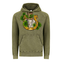 Vintage Olive st patricks day goat horseshoe shamrock Vintage Hoodie - RanaPortraitStore