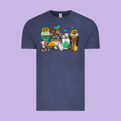 Cows Coffee Cups Vintage Tee Designed By Zillion Design Studio