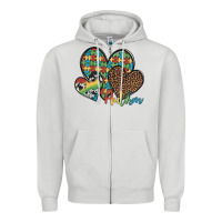 Dove Grey autism hearts leopard cowhide Zipper Hoodie - Artiststas