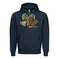 Navy autism hearts leopard cowhide Zipper Hoodie - Artiststas