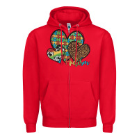 Red autism hearts leopard cowhide Zipper Hoodie - Artiststas