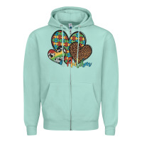 Seafoam autism hearts leopard cowhide Zipper Hoodie - Artiststas