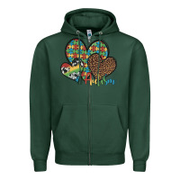 Sports Green autism hearts leopard cowhide Zipper Hoodie - Artiststas