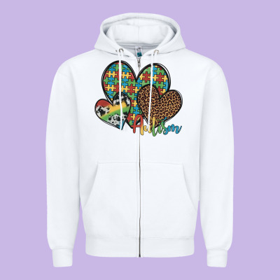 Autism Hearts Leopard Cowhide Zipper Hoodie Designed By Artiststas