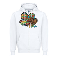 White autism hearts leopard cowhide Zipper Hoodie - Artiststas