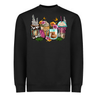 Black floral coffee cups Heavyweight Sweatshirt - Zillion Design Studio