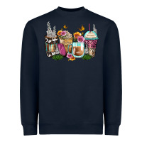 Navy floral coffee cups Heavyweight Sweatshirt - Zillion Design Studio