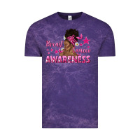 Cloud Purple Breast Cancer Awareness with Afro Woman Vintage Tee - texasbilliewilder