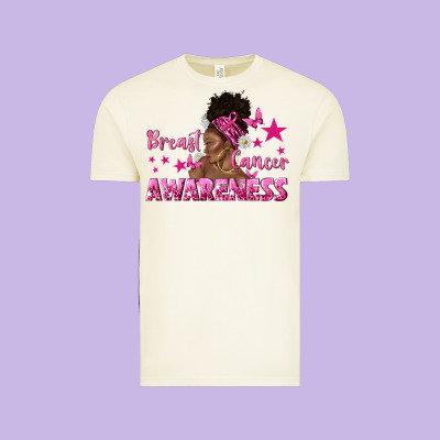 Breast Cancer Awareness With Afro Woman Vintage Tee Designed By Texasbilliewilder