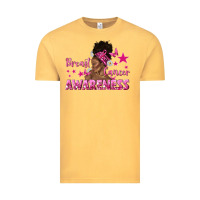 Vintage Mustard Breast Cancer Awareness with Afro Woman Vintage Tee - texasbilliewilder