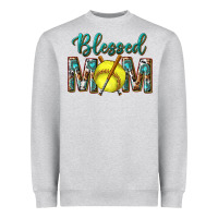 Heather Grey western blessed mom with softball Heavyweight Sweatshirt - texasbilliewilder