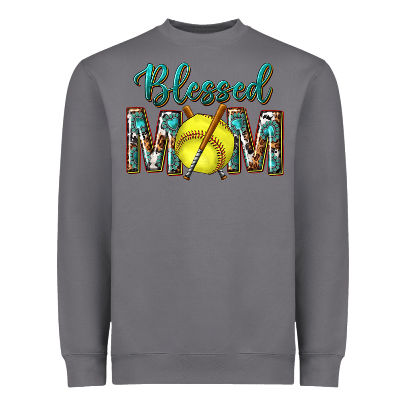 Western Blessed Mom With Softball Heavyweight Sweatshirt by texasbilliewilder | Teevron
