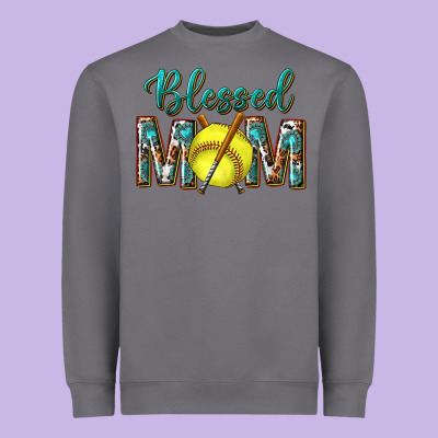Western Blessed Mom With Softball Heavyweight Sweatshirt Designed By Texasbilliewilder