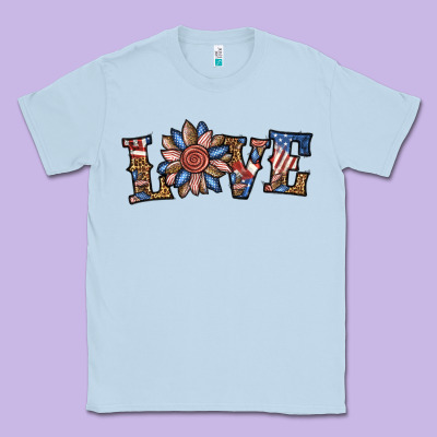 Love American Sunflower Classic Tee Designed By Bundleandbundleshop