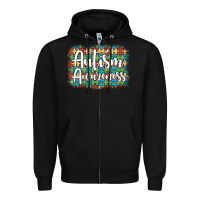 Black autism awareness puzzle background Zipper Hoodie - Artiststas
