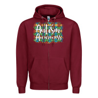 Burgundy autism awareness puzzle background Zipper Hoodie - Artiststas