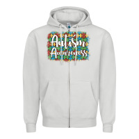 Dove Grey autism awareness puzzle background Zipper Hoodie - Artiststas