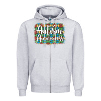 Heather Grey autism awareness puzzle background Zipper Hoodie - Artiststas