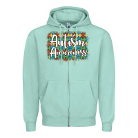 Seafoam autism awareness puzzle background Zipper Hoodie - Artiststas