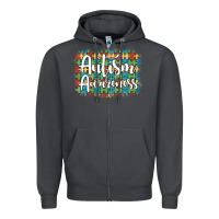 Autism Awareness Puzzle Background Zipper Hoodie | Teevron