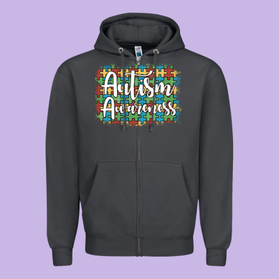 Autism Awareness Puzzle Background Zipper Hoodie Designed By Artiststas
