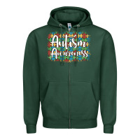 Sports Green autism awareness puzzle background Zipper Hoodie - Artiststas