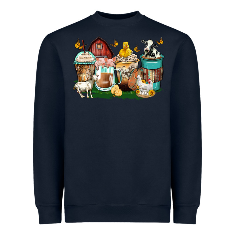 Farm Animals Coffee Cups Heavyweight Sweatshirt by Zillion Design Studio | Teevron