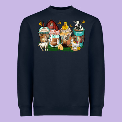 Farm Animals Coffee Cups Heavyweight Sweatshirt Designed By Zillion Design Studio