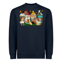 Navy farm animals coffee cups Heavyweight Sweatshirt - Zillion Design Studio