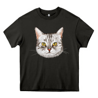 Asphalt American Shorthair Cat Face Heavy Core Tee - LillyAllenDesigns