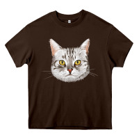 Chocolate Brown American Shorthair Cat Face Heavy Core Tee - LillyAllenDesigns