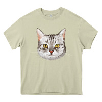 Mossy American Shorthair Cat Face Heavy Core Tee - LillyAllenDesigns
