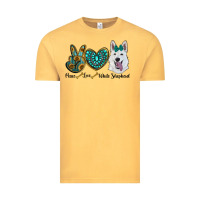 Vintage Mustard peace love white Sepherd Vintage Tee - BarkalooDesign