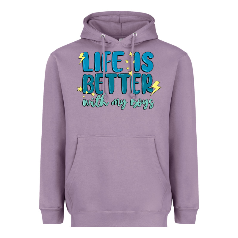Life Is Better With My Boys Heavyweight Hoodie by MaliasSmallBusiness | Teevron