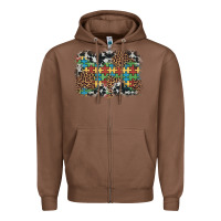Chestnut autism awareness leopard cowhide background Zipper Hoodie - Artiststas