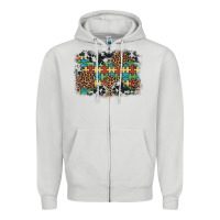 Dove Grey autism awareness leopard cowhide background Zipper Hoodie - Artiststas