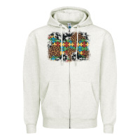 Oatmeal Heather autism awareness leopard cowhide background Zipper Hoodie - Artiststas