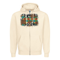 Sandshell autism awareness leopard cowhide background Zipper Hoodie - Artiststas