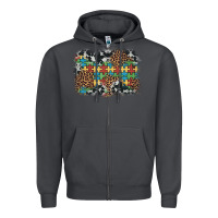 Smoke autism awareness leopard cowhide background Zipper Hoodie - Artiststas