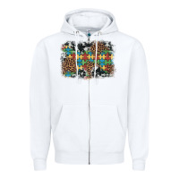 White autism awareness leopard cowhide background Zipper Hoodie - Artiststas