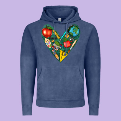 Teacher  Heart Vintage Hoodie Designed By Texasbilliewilder