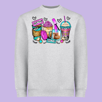 Eyelash Coffee Cups Heavyweight Sweatshirt Designed By Zillion Design Studio