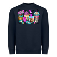 Navy eyelash coffee cups Heavyweight Sweatshirt - Zillion Design Studio