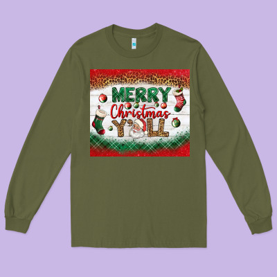 Merry Christmas Y'all Tumbler Long Sleeve Tee Designed By Bundleandbundleshop