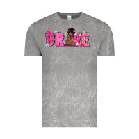 Breast Cancer Brave With Afro Woman Vintage Tee | Teevron