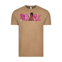 Vintage Coffee Breast Cancer Brave with Afro Woman Vintage Tee - texasbilliewilder