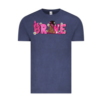 Vintage Denim Breast Cancer Brave with Afro Woman Vintage Tee - texasbilliewilder