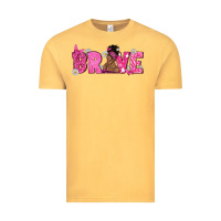 Vintage Mustard Breast Cancer Brave with Afro Woman Vintage Tee - texasbilliewilder