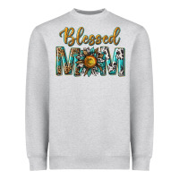 Heather Grey western blessed mom with sunflower Heavyweight Sweatshirt - texasbilliewilder